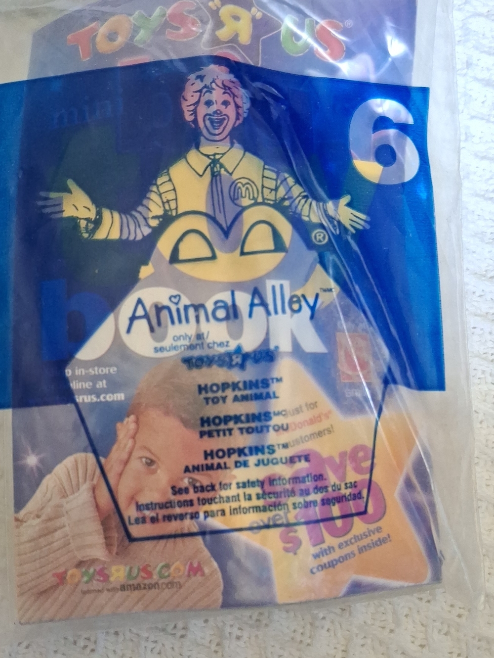 McDonald's Animal Alley Hopkins Toy - Blue and Yellow Packaging